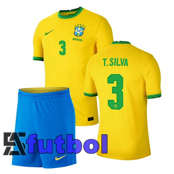 Camiseta Nacional Brasil (T.SILVA 3) Ninos Primera 2020/2021