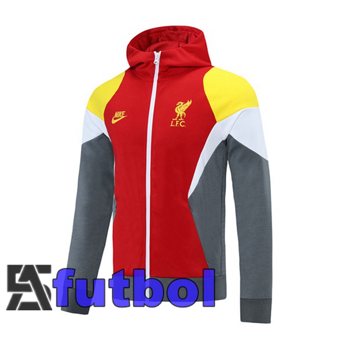 Chaqueta Con Capucha FC Liverpool Rojo Blanco Amarillo 2021/2022