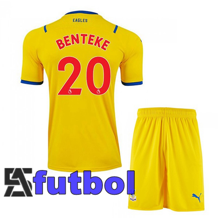 Camiseta Crystal Palace (BENTEKE 20) Ninos Segunda Amarillo 2021/2022