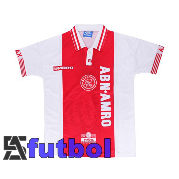 Camiseta AFC Ajax Retro Primera Blanco Rojo 1997-1998